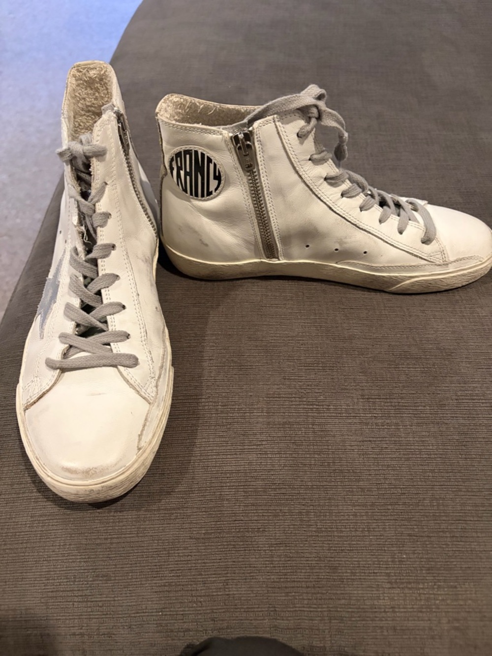Golden Goose High-Top Sneakers in White with Silver Star Size 8.5/9 EU39 - Picture 4 of 13